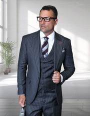 BONITA 3 PC GRAY PINSTRIPE MODERN FIT SUIT