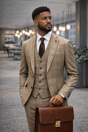 PAGNOLI 3 PC TAN MODERN FIT SUIT