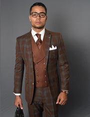 COMO 3 PC COPPER PLAID MODERN FIT SUIT