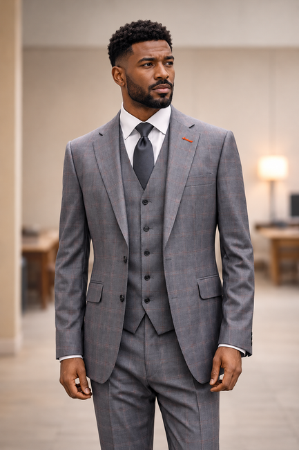 PAGNOLI 3 PC GREY MODERN FIT SUIT