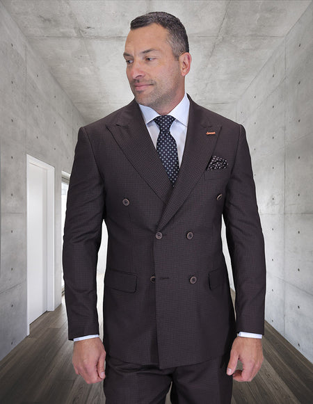 SALOTE 2 PC BROWN DOUBLE BREASTED MODERN FIT SUIT