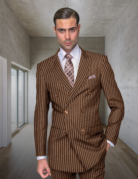 ZARELLI 2 PC BRONZE DOUBLE BREASTED REGULAR FIT SUIT