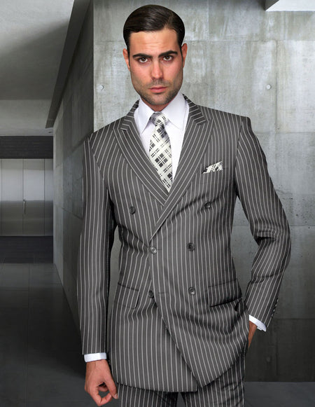 ZARELLI 2 PC GRAY DOUBLE BREASTED REGULAR FIT SUIT