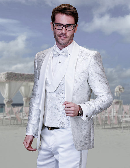 DELANO 3 PC WHITE SHAWL MODERN FIT TUXEDO