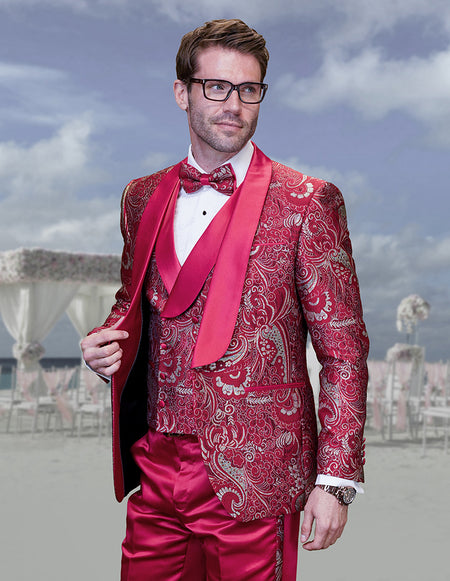 DELANO 3 PC RED SHAWL MODERN FIT TUXEDO