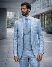 DIEGO AQUA 3 PC MODERN FIT SUIT