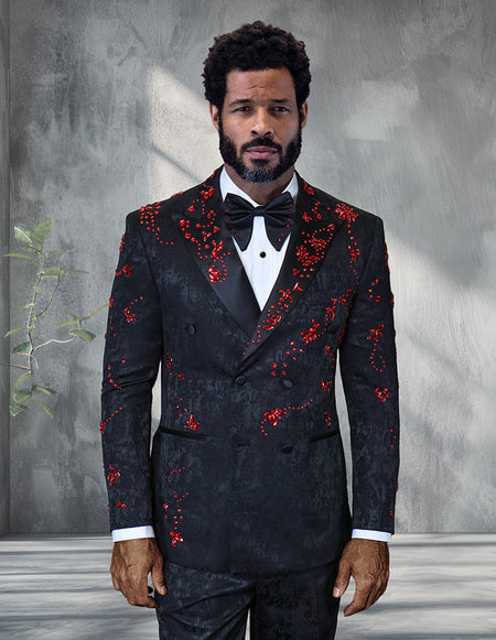 ENZO 2 PC RED DOUBLE BREASTED TUXEDO