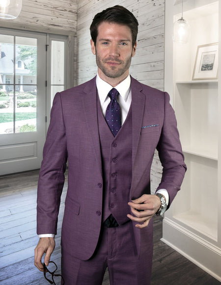 FELINI 3 PC EGGPLANT MODERN FIT SUIT