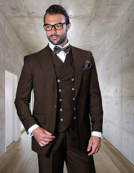 FLORENCE 3 PC BROWN REGULAR FIT SUIT