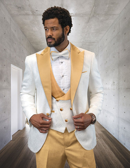 tuxedos that go with gold dress What Suit Matches Gold Dress