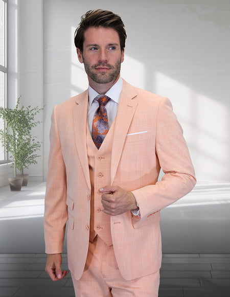 LARZO 3 PC PEACH MODERN FIT SUIT