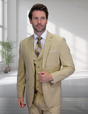 LARZO 3 PC TAN MODERN FIT SUIT