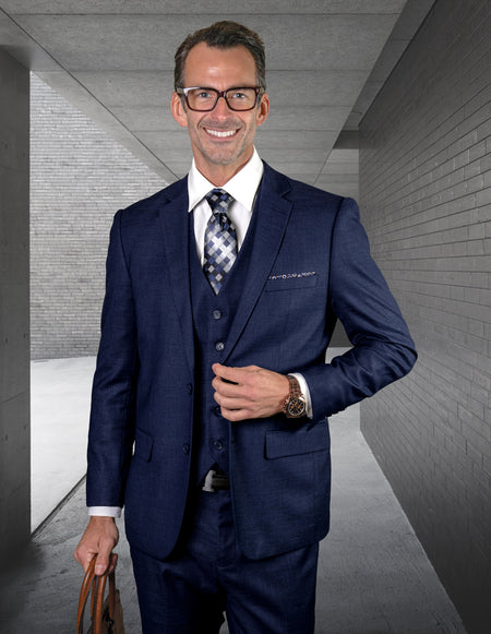 LAZARO NAVY SLIM FIT 3 PC SUIT