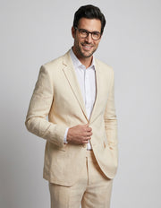 LINEN 2 PC TAN MODERN FIT SUIT