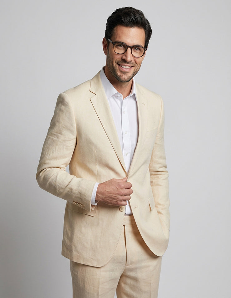 LINEN 2 PC TAN MODERN FIT SUIT