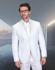 LINEN 2 PC WHITE MODERN FIT SUIT