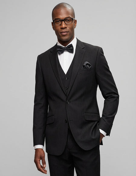 LIONEL 3 PC BLACK PINSTRIPE MODERN FIT SUIT