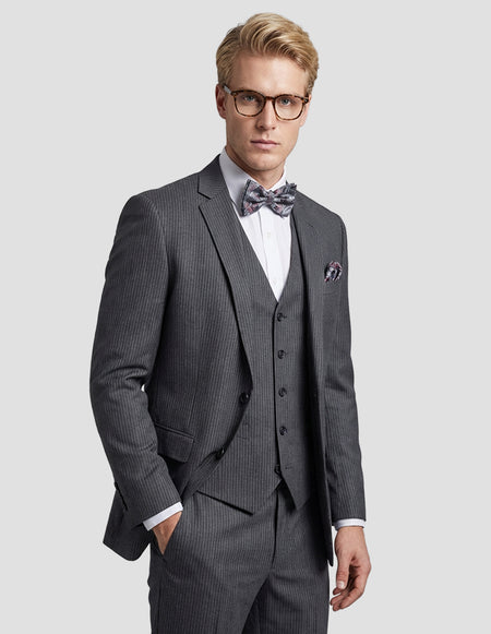 LIONEL 3 PC CHARCOAL PINSTRIPE MODERN FIT SUIT
