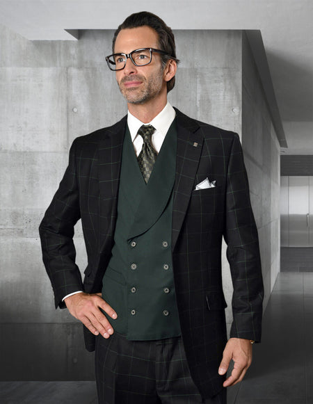 LUCCA 3 PC BLACK HUNTER MODERN FIT SUIT