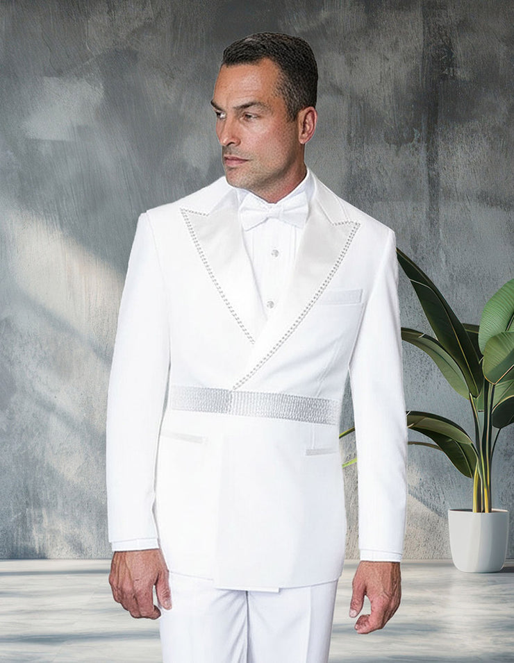 LUXURY 2 PC WHITE DOUBLE BREASTED MODERN FIT TUXEDO
