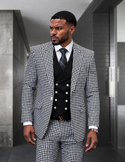 MASIMO BLACK HOUNDSTOOTH MODERN FIT 3 PC SUIT