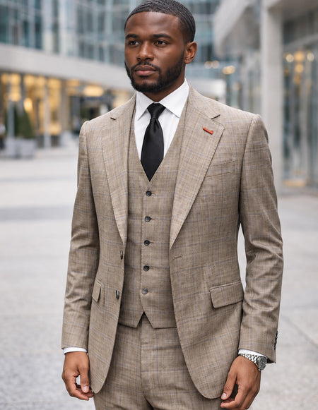 MATEO TAN MODERN FIT DOUBLE BREASTED SUIT