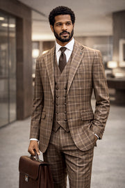 STATEMENT MODENA COPPER 3PC ITALIAN WOOL SUIT. SUPER 200'S FABRIC