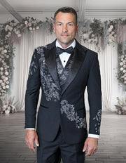 OSCAR 3 PC BLACK MODERN FIT LUXURY TUXEDO