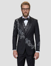OSCAR 3 PC BLACK MODERN FIT LUXURY TUXEDO
