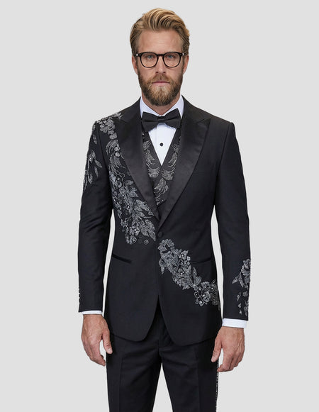 OSCAR 3 PC BLACK MODERN FIT LUXURY TUXEDO