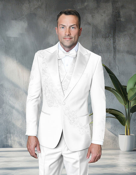 OSCAR 3 PC WHITE MODERN FIT LUXURY TUXEDO