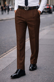 COPPER REGULAR FIT PLEATED PANTS