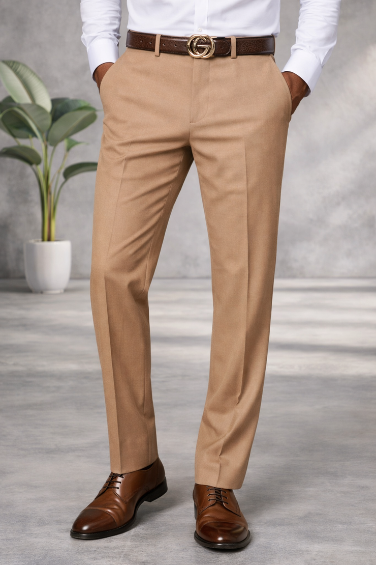 CHAMPAGNE MODERN FIT FLAT FRONT DRESS PANTS – Bachrach