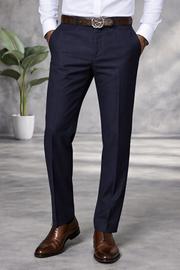 NAVY MODERN FIT FLAT FRONT DRESS PANTS
