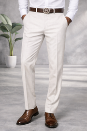 OFF WHITE MODERN FIT FLAT FRONT DRESS PANTS