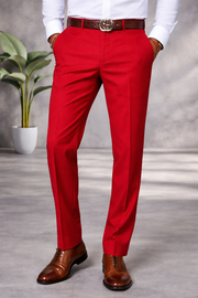 RED MODERN FIT FLAT FRONT DRESS PANTS