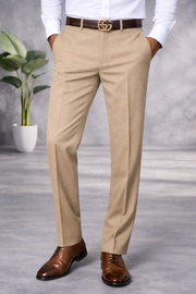 TAN MODERN FIT FLAT FRONT DRESS PANTS