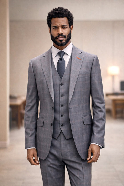 PAGNOLI 3 PC GREY MODERN FIT SUIT