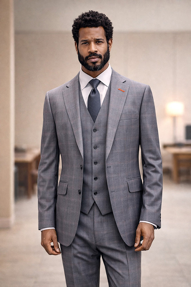 PAGNOLI 3 PC GREY MODERN FIT SUIT