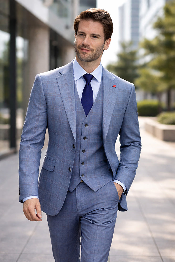PAGNOLI 3 PC SKYBLUE MODERN FIT SUIT
