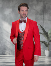 PALMERO 3 PC RED MODERN FIT TUXEDO