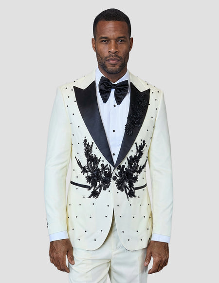 PERINI 2 PC OFF WHITE MODERN FIT TUXEDO
