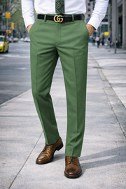 APPLE GREEN SLIM FIT DRESS PANTS