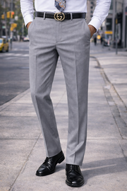 GREY SLIM FIT DRESS PANTS