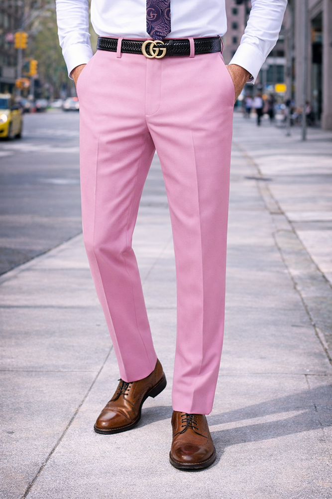 PINK SLIM FIT DRESS PANTS – Bachrach