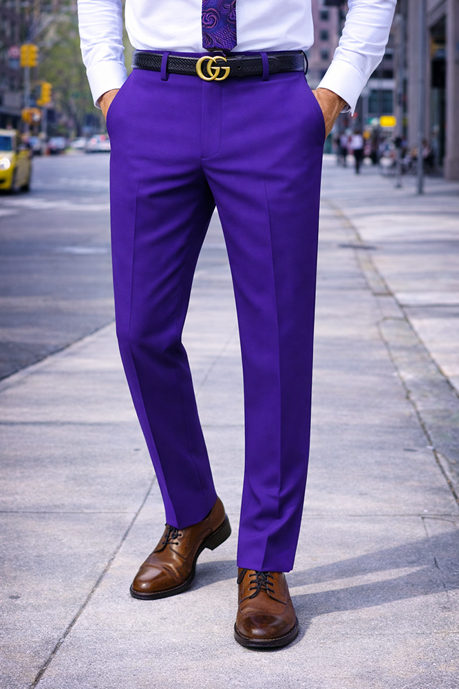 PURPLE SLIM FIT DRESS PANTS