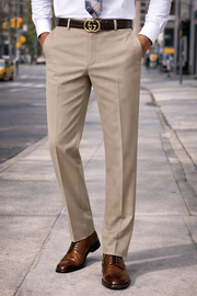 TAN SLIM FIT DRESS PANTS