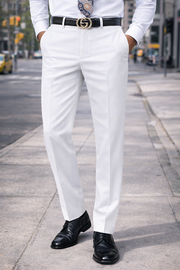 WHITE SLIM FIT DRESS PANTS