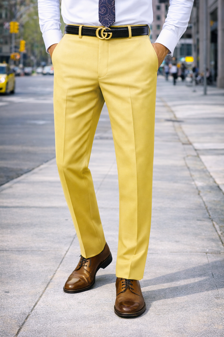 YELLOW SLIM FIT DRESS PANTS