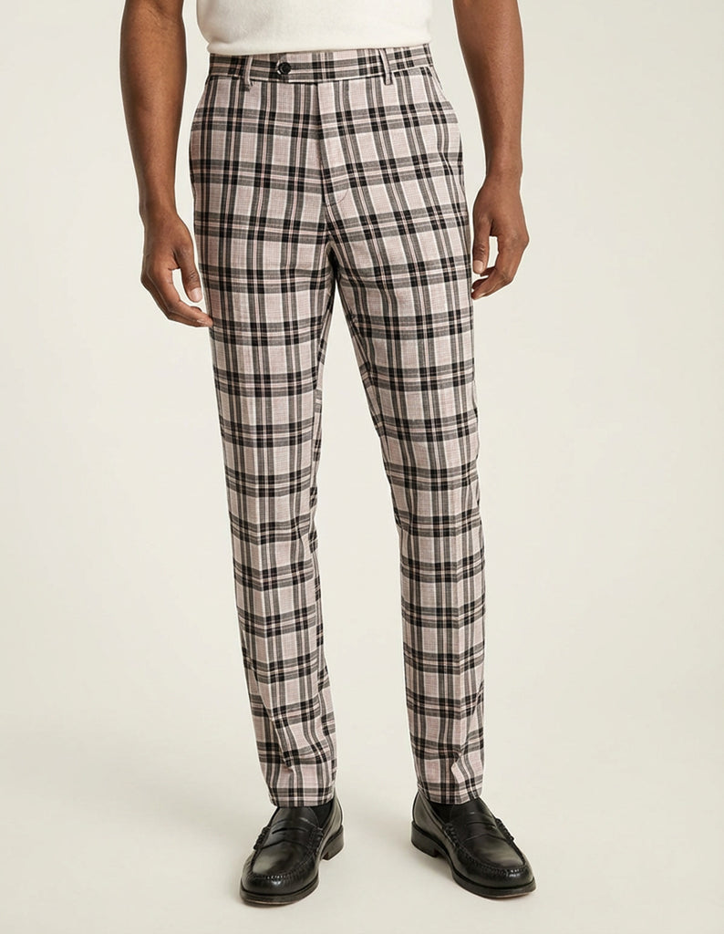 BLACK PLAID SLIM FIT DRESS PANTS – Bachrach